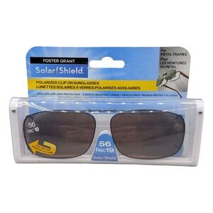 Foster Grant Solar Shield Polarized Clip On Sunglasses 56 Rec19 Black DRV New